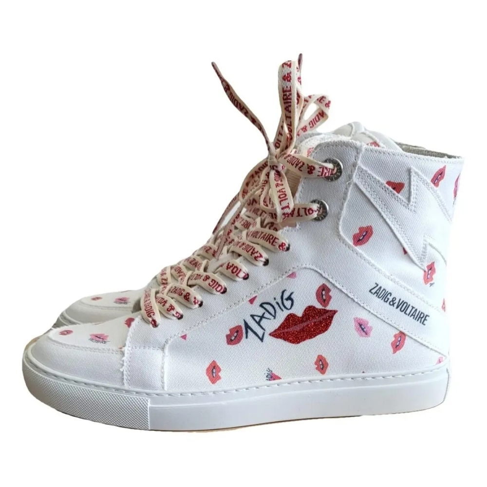 Zadig & Voltaire Flash Lips High Top Canvas Sneaker Whit Women’s 39 New